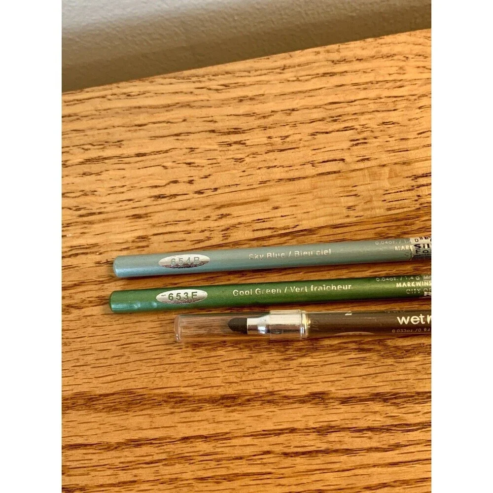(3) VTG Eyeliner Brow Wet 'N Wild Cool Green Sky Blue Amethyst Pearl Kohl Kajal